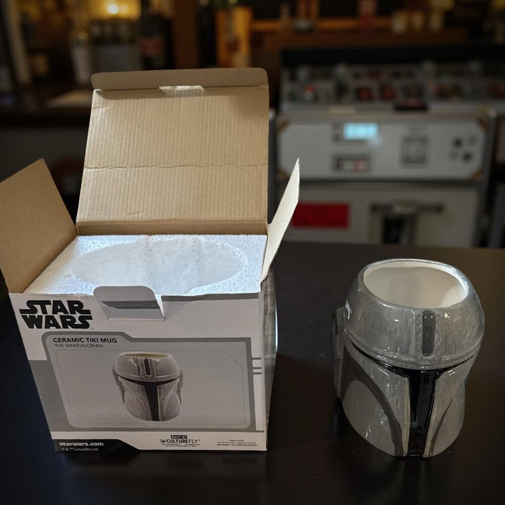 Star Wars The Mandalorian Ceramic Tiki Mug Collectible Gray & Black Built By Cul